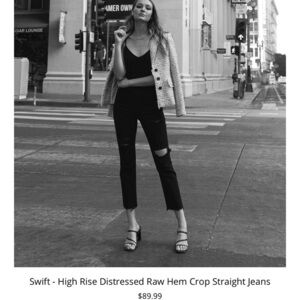 Flying Monkey black high rise ripped chewed hem distressed jeans‎ Sz 26